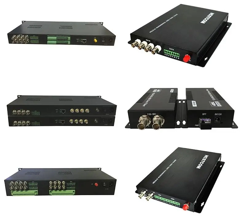 8K 12g SDI HD Video Fiber Converter Analog AV Ahd Tvi Cvi Data IP