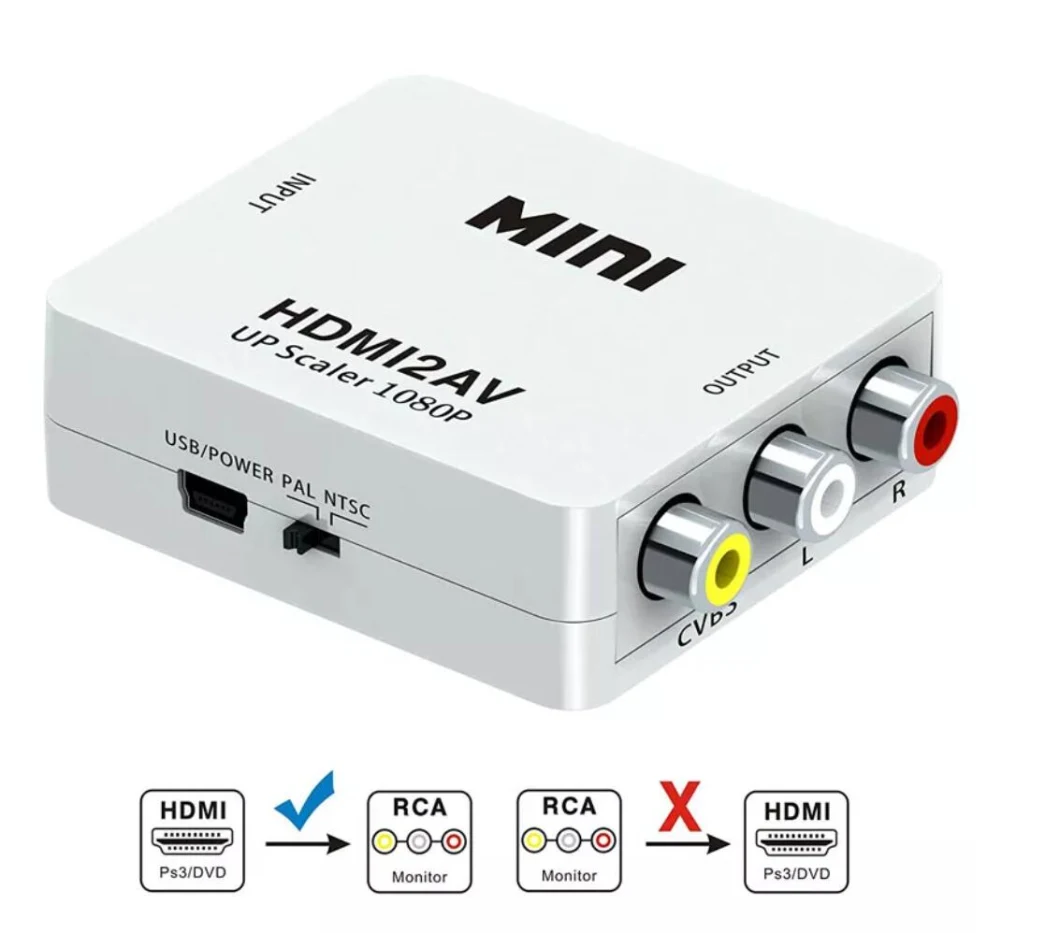 High Quality Mini HDMI to AV RCA Converter HD HDMI2AV Audio Video Converter