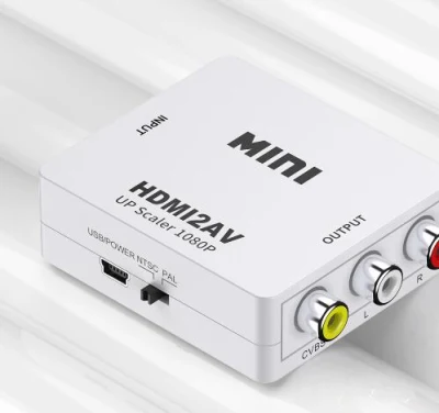Supporta mini convertitore da HDMI a AV 1080P, adattatore convertitore video HD da HDMI a CVBS+L+R